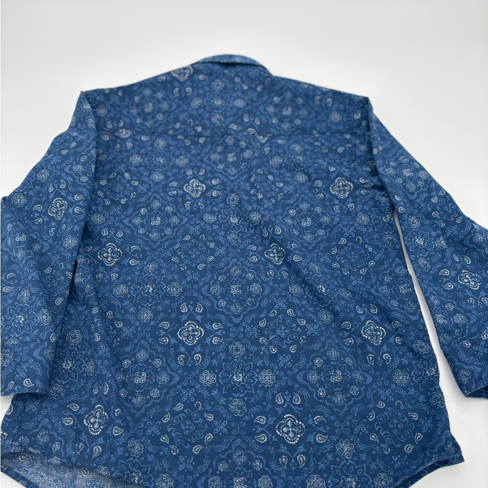 Stylish Blue Paisley Kids Button Down Shirt - Picture 2 of 8
